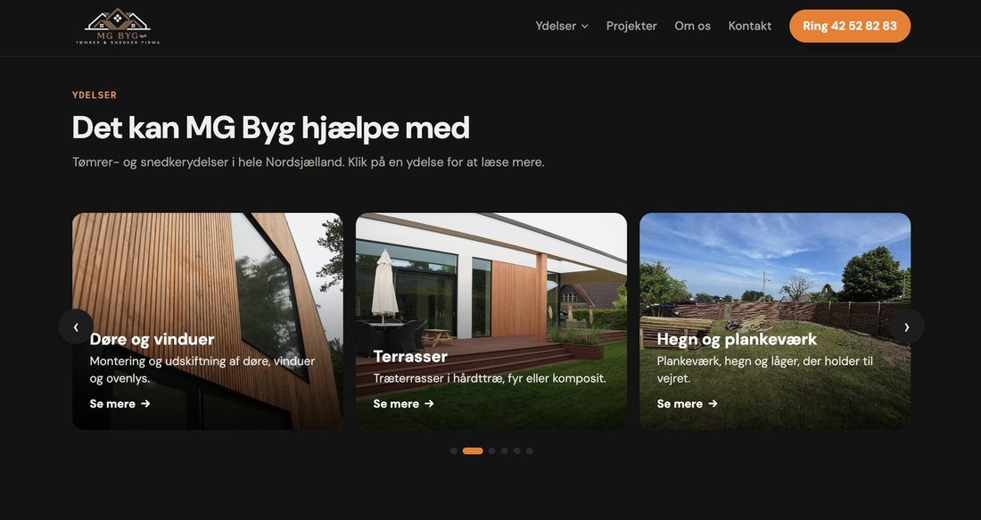 Projektsiden på MG Byg ApS